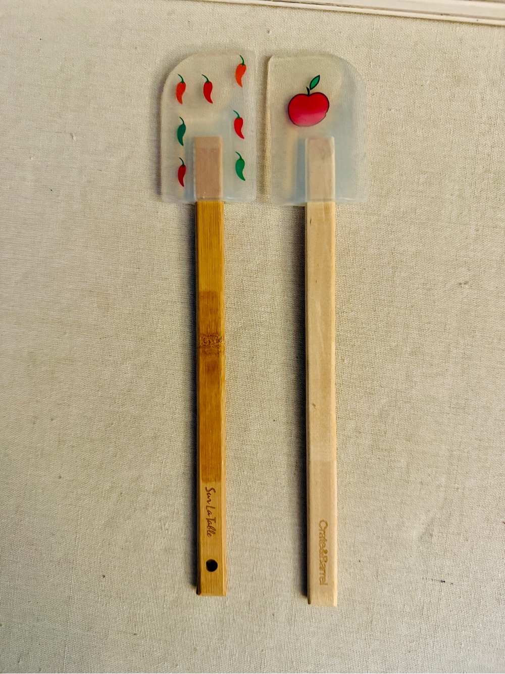 Vintage Sur La Table / Crate & Barrel sweet and spicy silicone spatulas set of 2